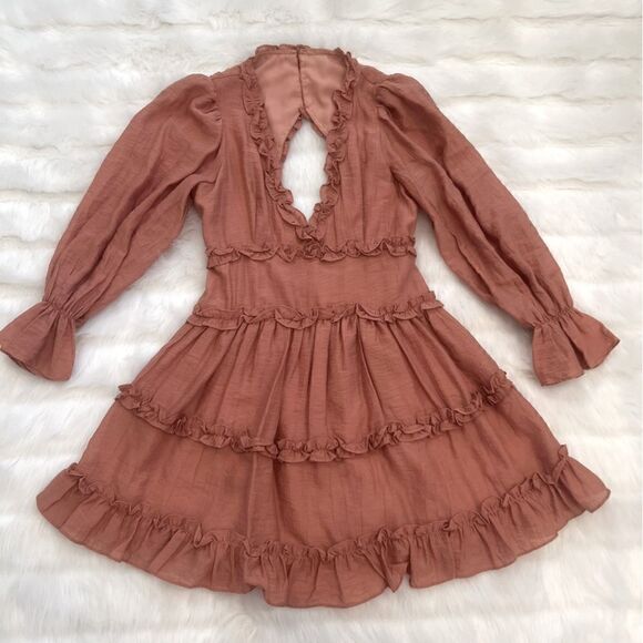 Cistar Peach Babydoll Ruffle Dress (S) - Picture 1 of 9